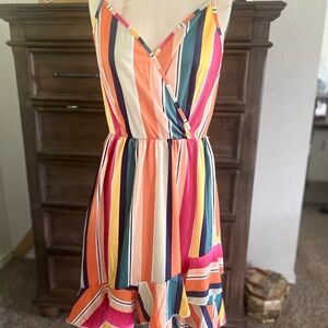 Colorful Striped Sleeveless Dress